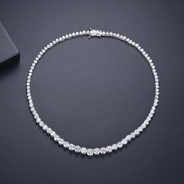 Trendy Lovers Necklace Lab Diamond Cz Stone White Gold Filled chorker Pendant Necklaces for Women Bridal Party Wedding jewelry316u