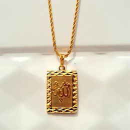 Faith Solid Gold Filled 24K rope Chain Square Pendant Jewellery 600mm318t