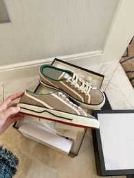 Luxurys Designer Mulher Tênis Sapato de Tênis Sole Sneaker Women Plimsolls Man Canvas Shoe Dhgate Green Stripe Rubber Stretch Sapato casual de plataforma baixa com tamanho de caixa 35-45