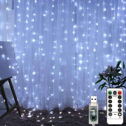 Other Event Party Supplies Christmas Decorations LED Curtain Light 3M123M USB Powered WaterProof Garland Year 2024 Festoon Led Lights Wedding 230919