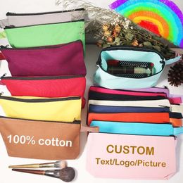 Cosmetic Bags Cases 15PCS Blank Colourful DIY Craft Bag Canvas Pencil Case Makeup Cotton Custom Big Toiletry with Bottom 230919