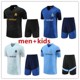 23 24 Marseille trascksuit Aubameyang soccer Jersey Men 2023 2024 Olympique de Short sleeve training suit Survetement Maillot Foot Short sleeve Sportswear