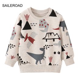 Hoodies Sweatshirts SAILEROAD Spring Boys 27 Years Clothes Cotton Outerwear Cartoon Dinosaurs Baby Tops Girls Kids Toddler Hoodie 230919