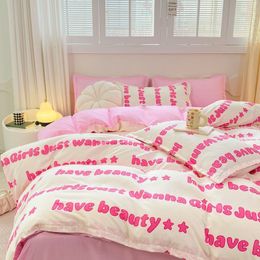 Bedding sets Simple Letter Set Chessboard Duvet Cover Bed Linen Pillowcase Single Double Full Queen Ling For Kids Boys Girls Adults 230919