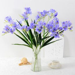 Decorative Flowers Artificial Freesia For Decoration Fake Orchid Plastic Plants Garden Wedding Bedroom Home Office Table