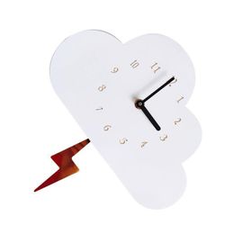 Wall Clocks 10Pcs 1Pc Creative Swing Flash Clock Cloud Shape Kids Room Decoration White Drop Delivery Home Garden Decor Dh5J0