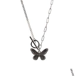 Pendant Necklaces Update Ancient Sier Butterfly Necklace Ot Buckle Clasp Pendants Chains Women Fashion Jewellery Drop Delivery Dhsav