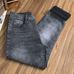 New JEANS Pants pant Men's trousers BBicon Stretch Autumn winter close-fitting jeans cotton slacks washed straight business casual QK7180-2