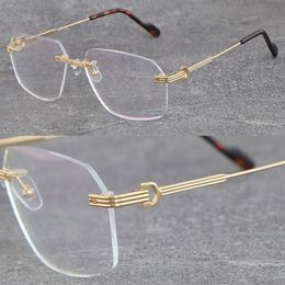 Latest Fashion Metal Large Square Frame 0271S-1 Rimless Eyewear Women Glasses Men Luxury Protection Eyeglasses Fashion designer Pa3105