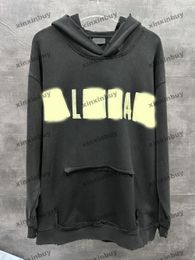 xinxinbuy Men designer Hoodie Sweatshirt 24ss destroyed paris letter print Label long sleeve women Black S-2XL