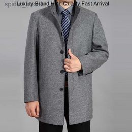 Men's Wool Blends New 2023 en Long Overcoat Pea coat Autumn s Coats Winter Jacket Men Wool L230919