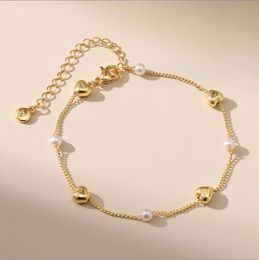 Brass plated 18K gold, simple and cool style jewelry, pearl bracelet, elegant temperament, high-end European and American style bracelet