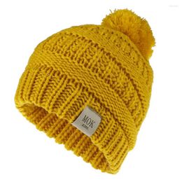Berets Boys And Girls Winter Warm Woolen Hats Knit Soft Bone Ball Beanie Caps For 1-8 Years Old