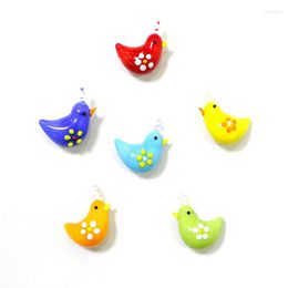 Decorative Figurines 6pcs Colorful Cute Glass Bird Mini Charm Pendant Home Fairy Garden Ornaments Easter Year Hanging Decor Accessories