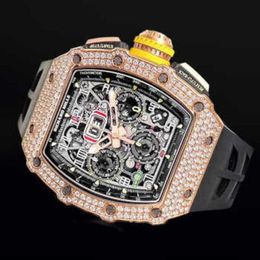 Mechanical Automatic Tourbillon Richarmilles wristwatch Swiss Watch RM1103 Original Diamond Inlaid Chain Timing Code Mens 18K Rose Gold Diamon EF7D WN-1TA9WN