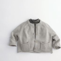 Pullover Autumn Winter Kids Sweater Oneck Children Clothing Colorgan Cardigan Baby Boys Girls Cotton Cotton 230918