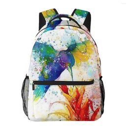 Backpack Aesthetic Teenager Girls School Book Bag Large Capacity Travel Colour Ink Hummingbird