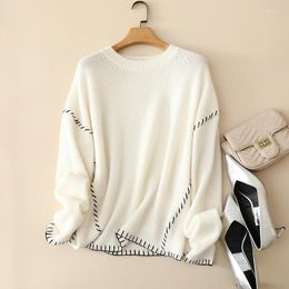 Women's Sweaters Masigoch Korean Autumn Winter Fashion Drop Shoulder Luxury Cashmere Loose Sweater Pullover