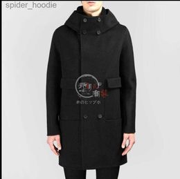 Men's Wool Blends S-5xl Winter Men And Women With Woolen Long Coat Hooded Safari Style Jacket High Collar Double-breasted Big Pocket Windbreaker L230919