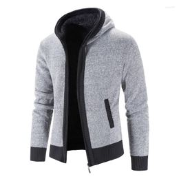 Men's Hoodies Zipper For Men Slim Fitting Cardigan Plush Thickened Sweaters Long Sleeve Knitwear Youth Fashion Casual Male Clothing