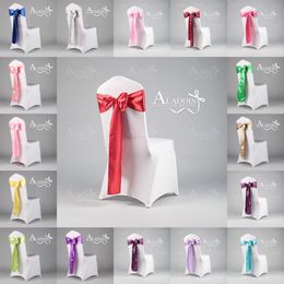Beautiful Satin Bow Wedding Accessories For Chairs 22 Colors Lot Chair Cover Sashes Wedding Decorations In Two Sizes293a