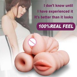 Adult Massager Soft Realistic Deep Throat Male Masturbator Silicone Sex for Men Artificial Vagina Mouth Anal Erotic Oral Product