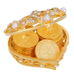 Wedding Jewelry Sets 13pcs Golden Wedding Unity Coins Set Arras De Boda With Heart Shaped Box Ceremony Souvenirs Bride Favors Gift 230818