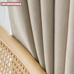 Curtain Herringbone Chenille Blackout Curtains for Living Dining Room Bedroom Light Luxury Thick Heavy Simple Modern Elegant Custom 230919