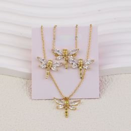 Women's Fashion Accessories Creative Dragonfly Modeling 3D Design Earrings Bracelet Necklace Accessories Batch