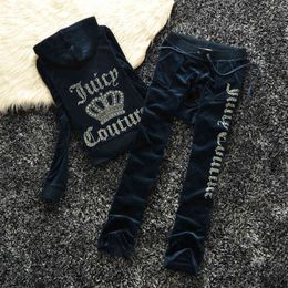 Juicy Womens Tracksuit 2023 Summer Brand Sewing Suit Velvet Tracksuits Velour Women Track Hoodies and Pants Met 288ess