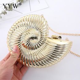 Evening Bags Gold Sliver Fashion Clutch Women Chain Sling Shell Party Wedding Crossbody For Small Cute Purse Clutches 230918