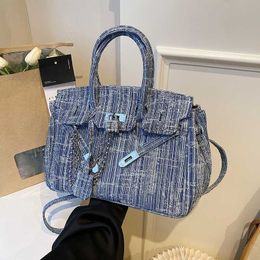 Shoulder Bags Vintage Denim Crossbody Bag Women High Street Handle Casual Messenger Bag Ladies Retro Blue Handbag Luxury Designerstylishyslbags