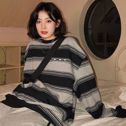 Women's Hoodies Sweatshirts Streetwear Harajuku Hoodies Women Y2K Sweatshirts Girls Vintage Goth Stripe Hoodie Oversized Korean Casual Tops K Pop Clothes 230919