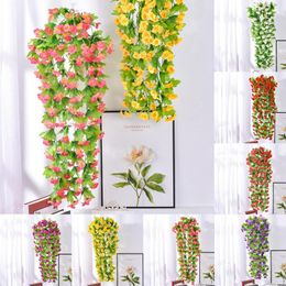 Decorative Flowers Daisy Artificial Flower Vine Multicolor Fake Floral Wall Hanging Ornament For Indoor Home Garden Decor Wedding Party
