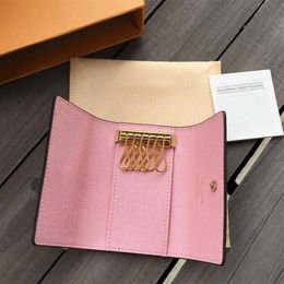 new women men classic 6 key holder cover keychain Key Wallets with box dust bag card ring 7 colors314I