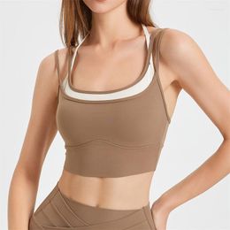 Yoga Outfit Shockproof Sling Clash Colour Women Sports Bra Quick Dry Breathable Running Fitness Wear Sexy Workout Tops