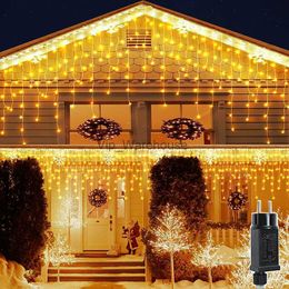 LED Strings Party Christmas Lights Outdoor Icicle Light 400LED 32.8FT Connectable Curtain Fairy String Light for Holiday Party Wedding Xmas Decor HKD230919