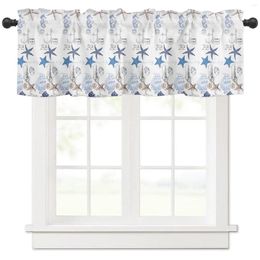 Curtain Marine Texture Seashells Starfish Seahorse Short Curtains Kitchen Wardrobe Wine Cabinet Door Window Small Home Decor