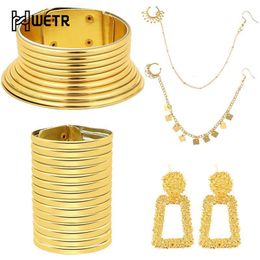 Wedding Jewelry Sets African Necklace Jewelry Sets Exaggerated Choker Necklace Two-hand Bracelet Ethiopian Women Wedding Party Set Jewelry 230818