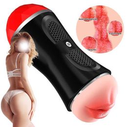 Sex Toy Massager 18cm Double Head Sexy for Men Adults 18 Male Silicone Masturbator Cup Vagina Mouth 2 in 1 Real Erotic Vaginal Man