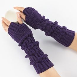 Fashion Knitted Half-finger Arm Covers Long Fingerless Mittens Winter Warm Gloves Cuff Wrist Sleeves Warmers for women