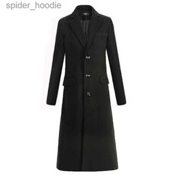 Men's Wool Blends New Autumn and Winter Fine Wool Woollen Cloth Men's Fashion Leisure Business A Long Black Trench Coat Male Casual Trench Coat Men L230919
