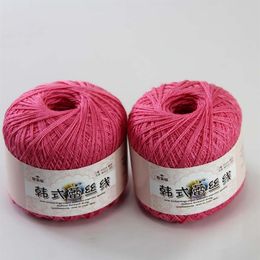 2BallsX50g Soft Cotton Yarn Thread Crochet Lace Sweaters Knitting Crocheted 16103-2 Berry Pink305H