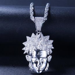 14K GOLD ICED OUT CZ BLING NARUTO PENDANT NECKLACE MENS HIP HOP Micro Pave Cubic Zirconia Simulated Diamonds Necklace GB1286259C