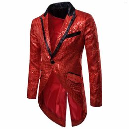 Men's Suits Singers Jacket Fashion Club Suit Fit Charm One Costume Party Tuxedo Slim Stage Sequins Button Blazer