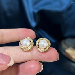 Stud Earrings High Quality Clover Nest Design Natural Freshwater Pearl 14K Gold Filled Female Jewellery For Women Gift