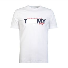 Tommy Luxus-Kurzarm-Highend-T-Shirt mit Rundhalsausschnitt, lockerer Druck, lässiges Kurzarm-T-Shirt, Sommer-Designer-T-Shirt, Originaletikett, hochwertiges Herren-Baumwoll-T-Shirt