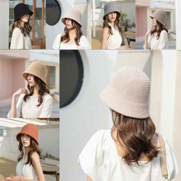 Wide Brim Hats Summer Handmade Straw For Women Girls Hollow Out Knit Dome Bucket Caps Foldable Beach Panama df274