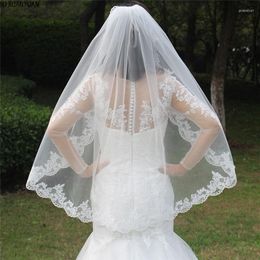 Bridal Veils Elbow Length Veil In Stock 2023 One Layers Appliques Lace Soft Tulle Wedding With Metal Comb