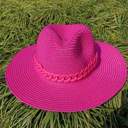 Berets Summer hat adjustable jazz straw for men and women Fedora sun beach rose 230919